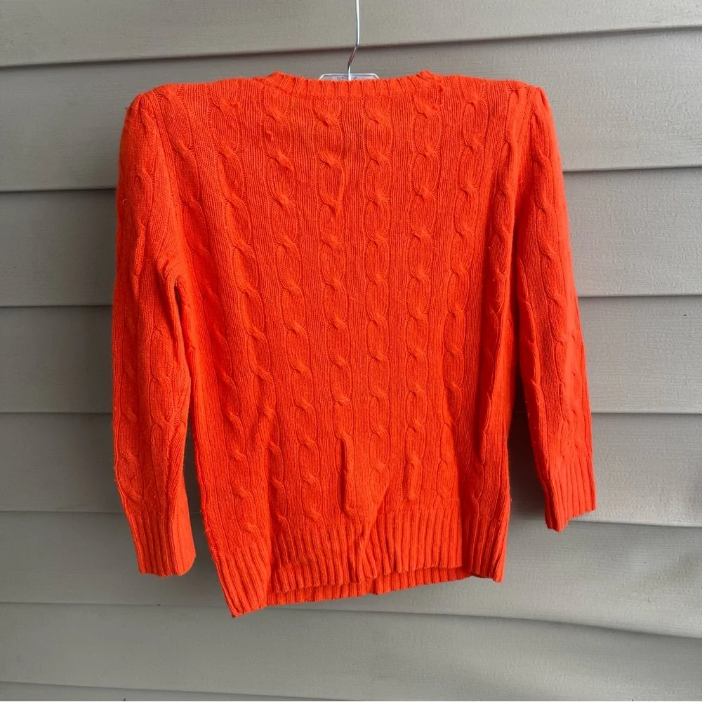 Ralph Lauren‎ Rugby Wool Angora Girls Cable Knit Sweater Size XS Orange Academia